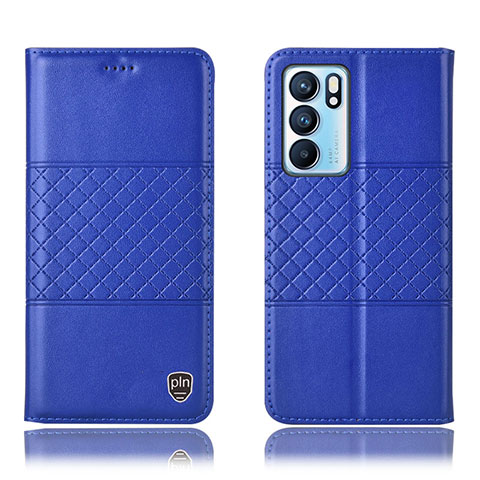 Custodia Portafoglio In Pelle Cover con Supporto H11P per Oppo Reno6 5G Blu