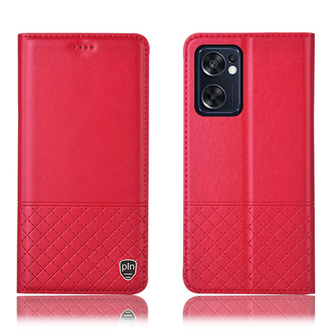 Custodia Portafoglio In Pelle Cover con Supporto H11P per Oppo Reno7 SE 5G Rosso