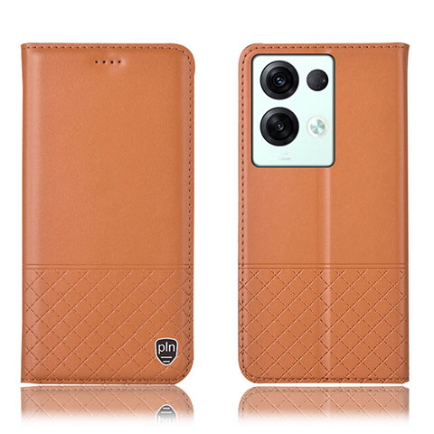 Custodia Portafoglio In Pelle Cover con Supporto H11P per Oppo Reno8 Pro 5G Arancione