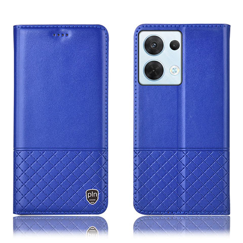 Custodia Portafoglio In Pelle Cover con Supporto H11P per Oppo Reno9 Pro 5G Blu