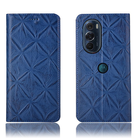 Custodia Portafoglio In Pelle Cover con Supporto H15P per Motorola Moto Edge 30 Pro 5G Blu