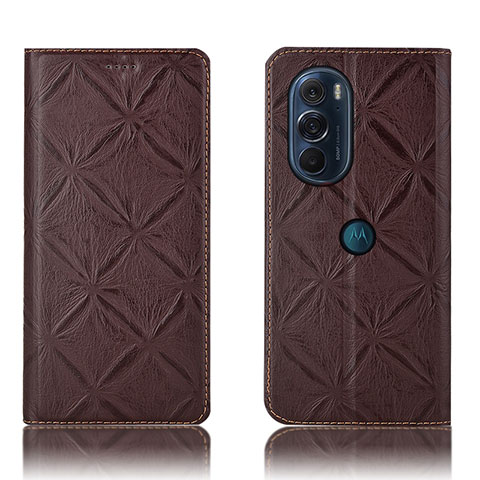 Custodia Portafoglio In Pelle Cover con Supporto H15P per Motorola Moto Edge 30 Pro 5G Marrone