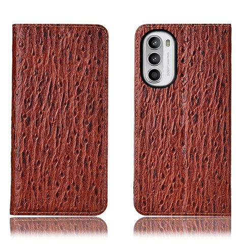 Custodia Portafoglio In Pelle Cover con Supporto H15P per Motorola Moto G71s 5G Marrone