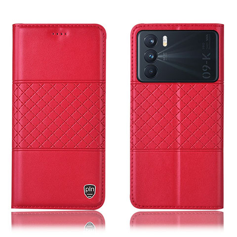 Custodia Portafoglio In Pelle Cover con Supporto H15P per Oppo K9 Pro 5G Rosso