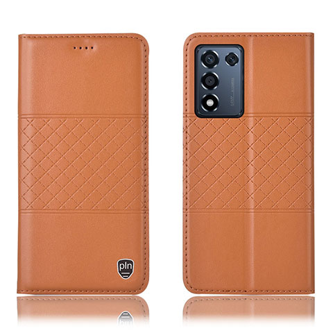 Custodia Portafoglio In Pelle Cover con Supporto H15P per Oppo K9S 5G Arancione