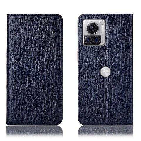 Custodia Portafoglio In Pelle Cover con Supporto H16P per Motorola Moto Edge X30 Pro 5G Blu