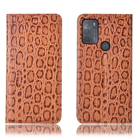 Custodia Portafoglio In Pelle Cover con Supporto H16P per Motorola Moto G50 Marrone Chiaro