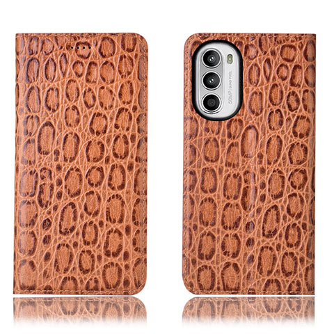 Custodia Portafoglio In Pelle Cover con Supporto H16P per Motorola Moto G82 5G Marrone Chiaro