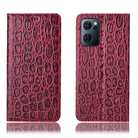 Custodia Portafoglio In Pelle Cover con Supporto H16P per OnePlus Nord CE 2 5G Rosso