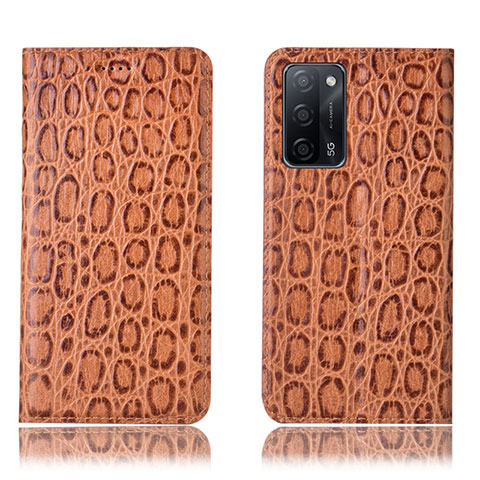 Custodia Portafoglio In Pelle Cover con Supporto H16P per Oppo A53s 5G Marrone Chiaro