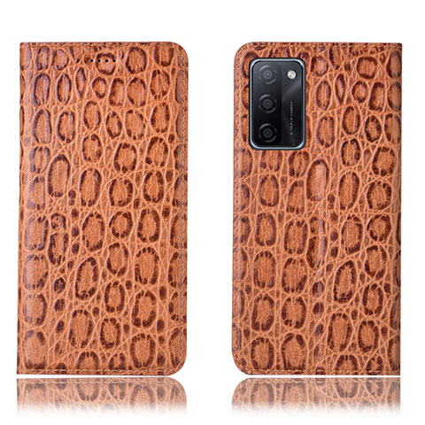 Custodia Portafoglio In Pelle Cover con Supporto H16P per Oppo A55S 5G Marrone Chiaro