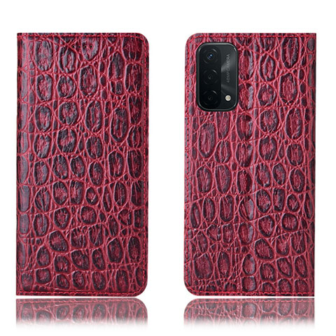 Custodia Portafoglio In Pelle Cover con Supporto H16P per Oppo A74 5G Rosso