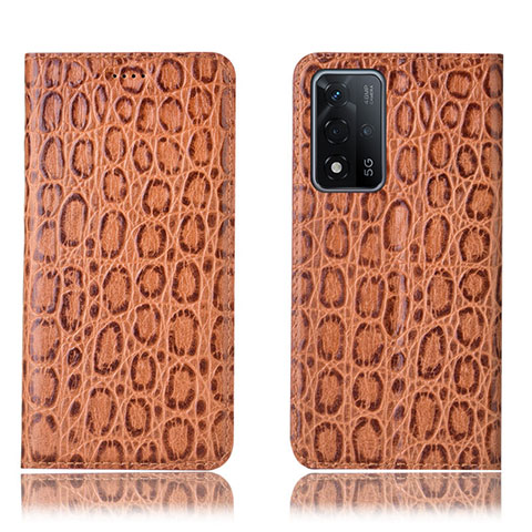 Custodia Portafoglio In Pelle Cover con Supporto H16P per Oppo A93s 5G Marrone Chiaro