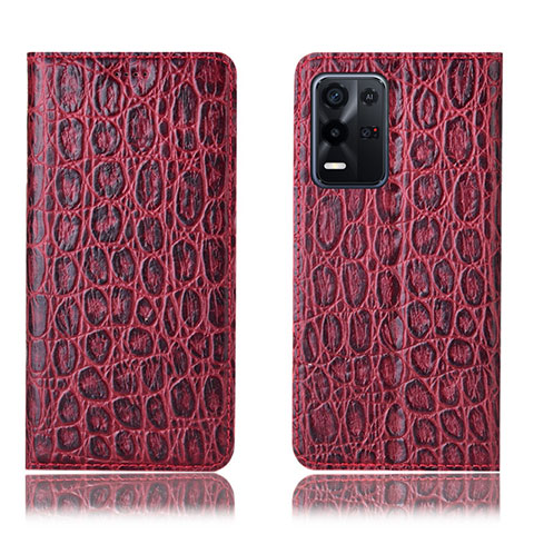 Custodia Portafoglio In Pelle Cover con Supporto H16P per Oppo K9X 5G Rosso