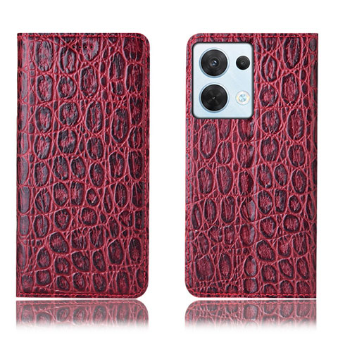 Custodia Portafoglio In Pelle Cover con Supporto H16P per Oppo Reno8 5G Rosso