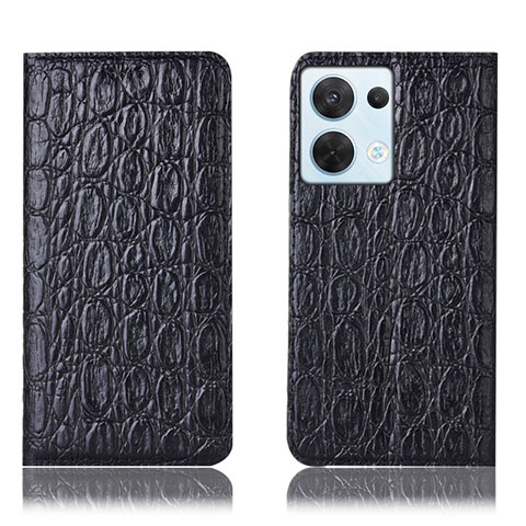 Custodia Portafoglio In Pelle Cover con Supporto H16P per Oppo Reno9 Pro 5G Nero