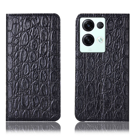 Custodia Portafoglio In Pelle Cover con Supporto H16P per Oppo Reno9 Pro+ Plus 5G Nero