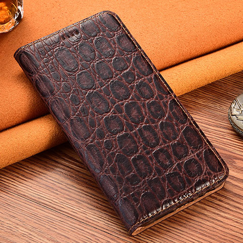 Custodia Portafoglio In Pelle Cover con Supporto H16P per Xiaomi Redmi 9 Prime India Marrone