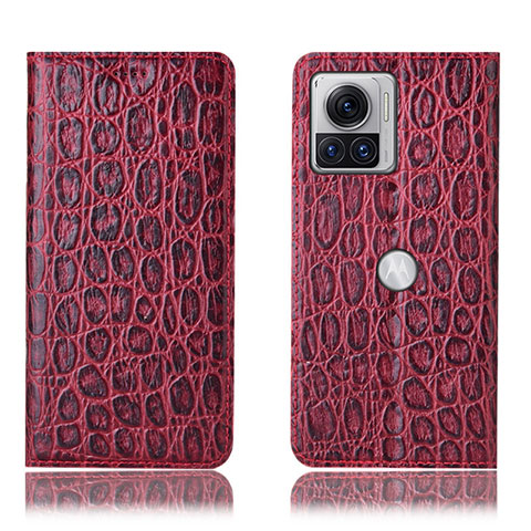 Custodia Portafoglio In Pelle Cover con Supporto H18P per Motorola Moto Edge 30 Ultra 5G Rosso