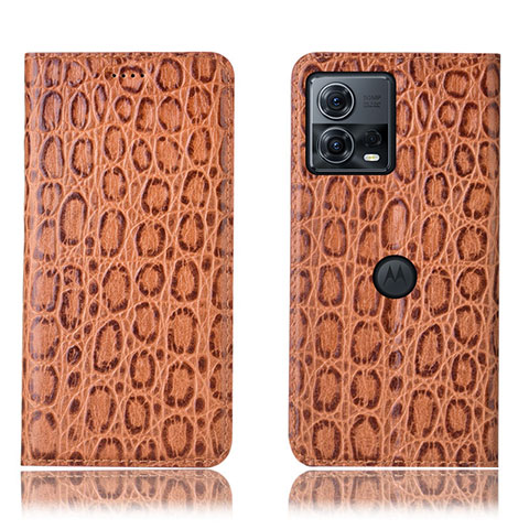 Custodia Portafoglio In Pelle Cover con Supporto H18P per Motorola Moto S30 Pro 5G Marrone Chiaro