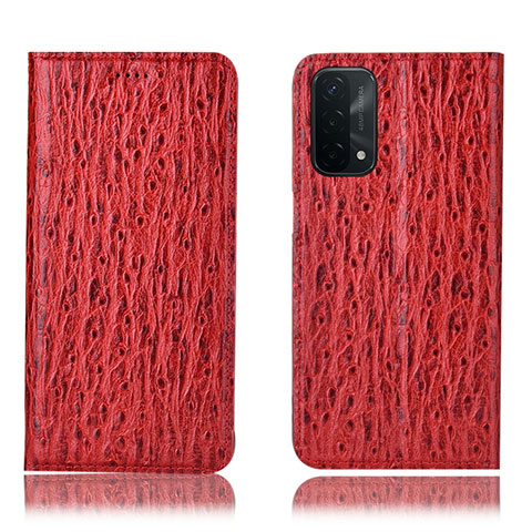 Custodia Portafoglio In Pelle Cover con Supporto H18P per Oppo A74 5G Rosso