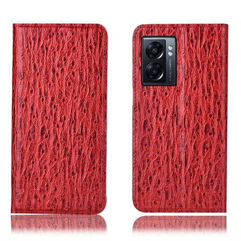 Custodia Portafoglio In Pelle Cover con Supporto H18P per Oppo A77 5G Rosso