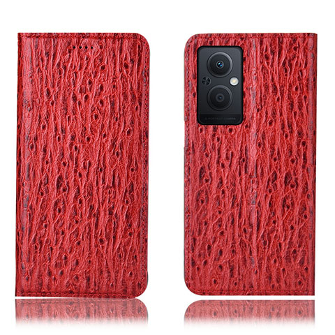 Custodia Portafoglio In Pelle Cover con Supporto H18P per Oppo A96 5G Rosso