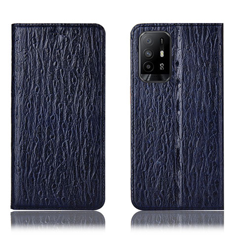 Custodia Portafoglio In Pelle Cover con Supporto H18P per Oppo F19 Pro+ Plus 5G Blu