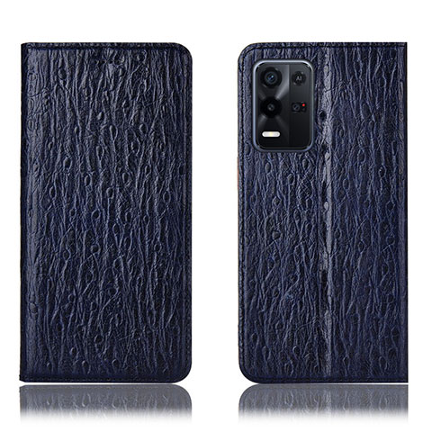 Custodia Portafoglio In Pelle Cover con Supporto H18P per Oppo K9X 5G Blu