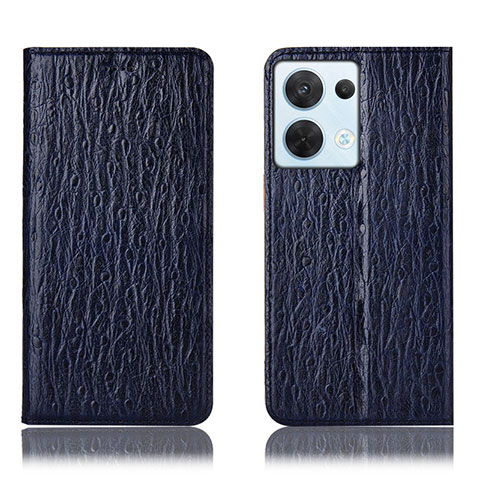 Custodia Portafoglio In Pelle Cover con Supporto H18P per Oppo Reno9 Pro 5G Blu