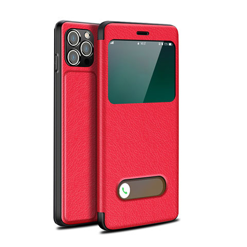 Custodia Portafoglio In Pelle Cover con Supporto H19 per Apple iPhone 15 Pro Rosso