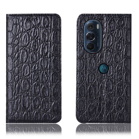 Custodia Portafoglio In Pelle Cover con Supporto H19P per Motorola Moto Edge 30 Pro 5G Nero