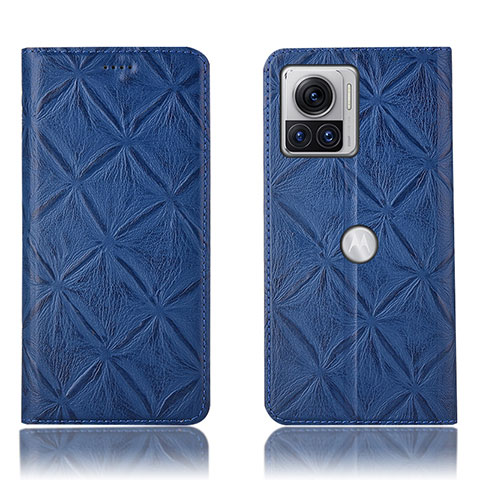 Custodia Portafoglio In Pelle Cover con Supporto H19P per Motorola Moto Edge 30 Ultra 5G Blu