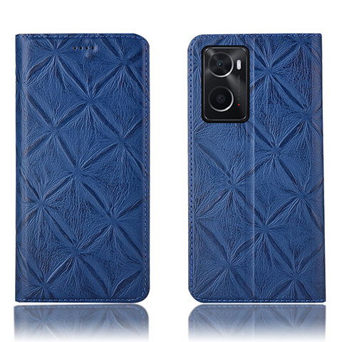 Custodia Portafoglio In Pelle Cover con Supporto H19P per Oppo A76 Blu