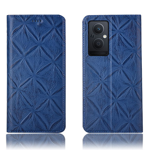 Custodia Portafoglio In Pelle Cover con Supporto H19P per Oppo F21 Pro 5G Blu