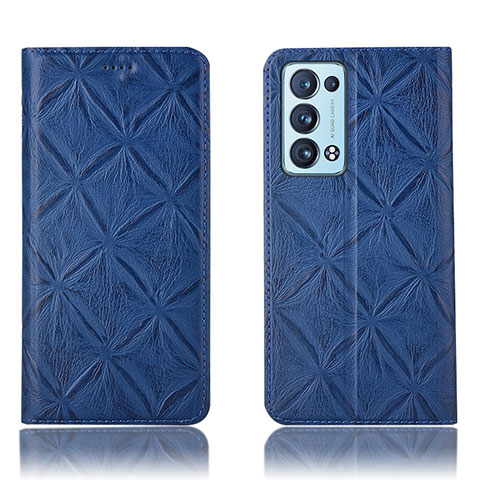 Custodia Portafoglio In Pelle Cover con Supporto H19P per Oppo Reno6 Pro 5G Blu