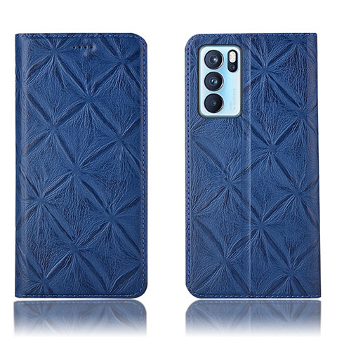 Custodia Portafoglio In Pelle Cover con Supporto H19P per Oppo Reno6 Pro 5G India Blu