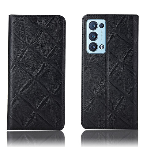 Custodia Portafoglio In Pelle Cover con Supporto H19P per Oppo Reno6 Pro+ Plus 5G Nero