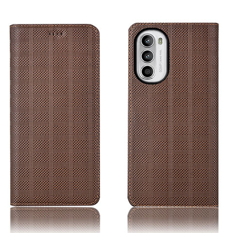 Custodia Portafoglio In Pelle Cover con Supporto H20P per Motorola Moto G71s 5G Marrone