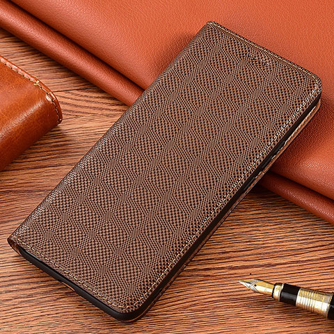 Custodia Portafoglio In Pelle Cover con Supporto H20P per Xiaomi Redmi Note 10 5G Marrone