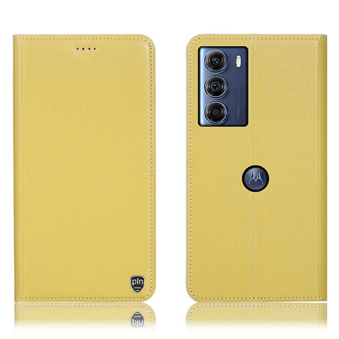 Custodia Portafoglio In Pelle Cover con Supporto H21P per Motorola Moto Edge S30 5G Giallo