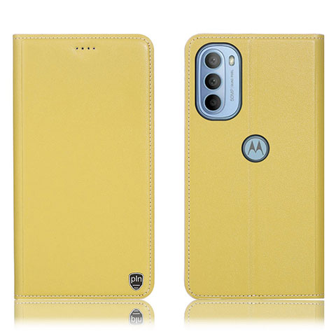 Custodia Portafoglio In Pelle Cover con Supporto H21P per Motorola Moto G41 Giallo