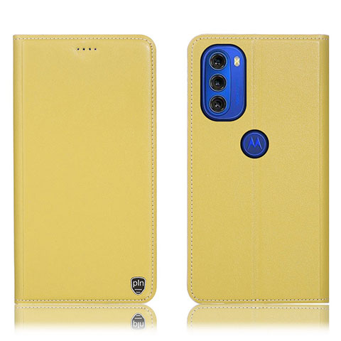 Custodia Portafoglio In Pelle Cover con Supporto H21P per Motorola Moto G51 5G Giallo