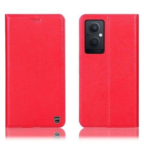 Custodia Portafoglio In Pelle Cover con Supporto H21P per Oppo F21 Pro 5G Rosso