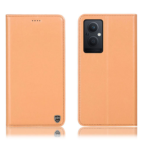 Custodia Portafoglio In Pelle Cover con Supporto H21P per Oppo F21s Pro 5G Arancione