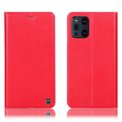 Custodia Portafoglio In Pelle Cover con Supporto H21P per Oppo Find X3 5G Rosso