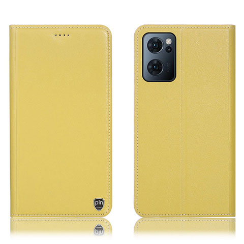 Custodia Portafoglio In Pelle Cover con Supporto H21P per Oppo Find X5 Lite 5G Giallo