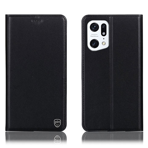 Custodia Portafoglio In Pelle Cover con Supporto H21P per Oppo Find X5 Pro 5G Nero