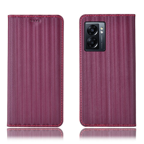 Custodia Portafoglio In Pelle Cover con Supporto H23P per Oppo A56S 5G Rosso Rosa