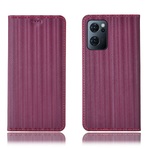 Custodia Portafoglio In Pelle Cover con Supporto H23P per Oppo Find X5 Lite 5G Rosso Rosa